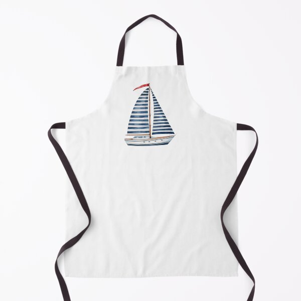 Item preview, Watercolor Sailboat Nautical Illustration – Blue and White Sailing Boat designed and sold by Ramona-Gliga.