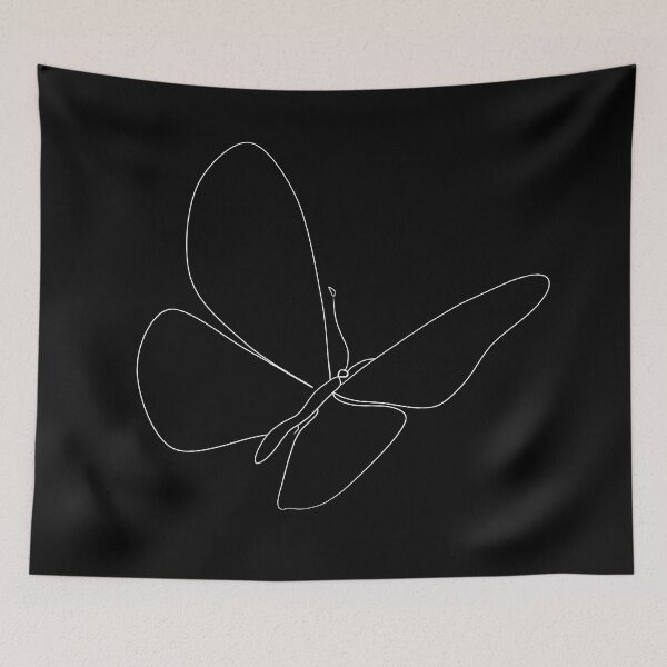 Item preview, Minimalist White Line Butterfly Dark Aesthetic designed and sold by FoxPix.