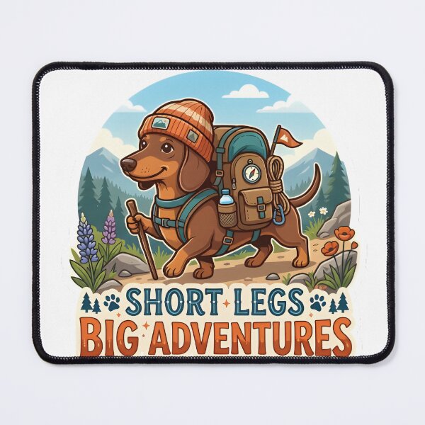 Item preview, Short Legs Big Adventures Dachshund Hiking Dog T-Shirt designed and sold by maykgg.