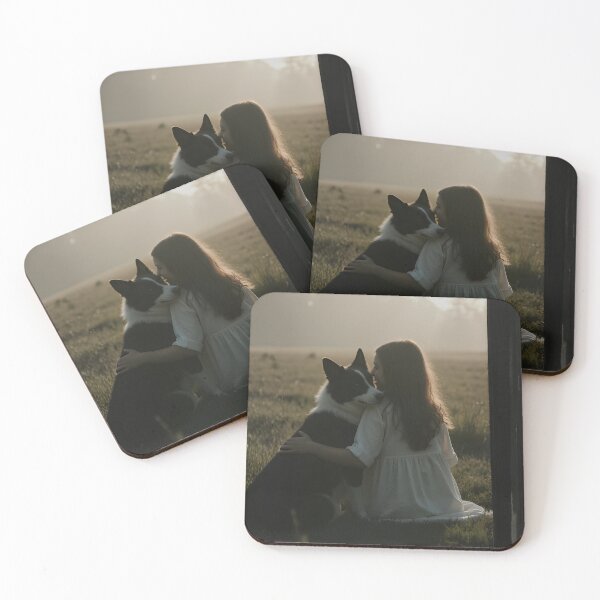 Item preview, Girl Hugging Her Dog in Meadow Sunrise Fine Art Photography designed and sold by mijaczeek.