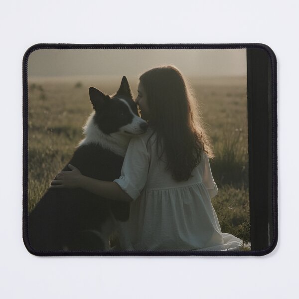 Item preview, Girl Hugging Her Dog in Meadow Sunrise Fine Art Photography designed and sold by mijaczeek.