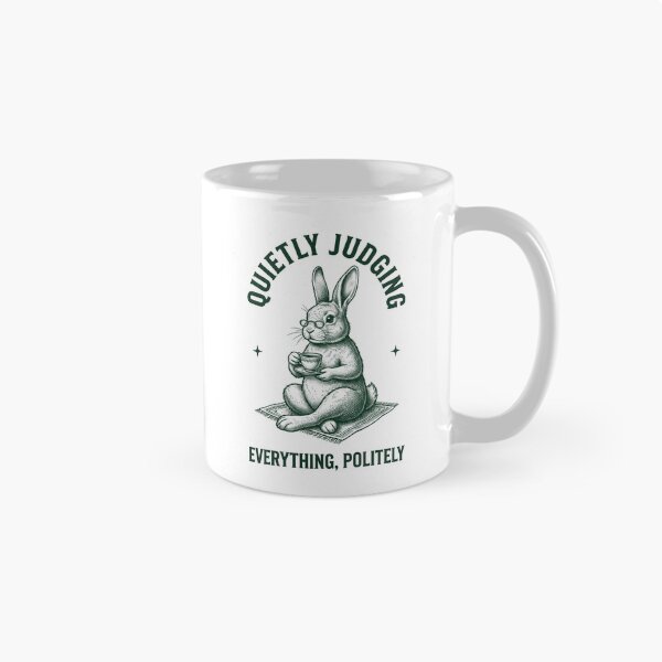 Item preview, Rabbit Teacup Vintage Engraving Judging designed and sold by NullSpacePrints.