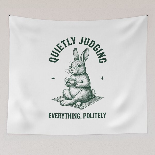 Item preview, Rabbit Teacup Vintage Engraving Judging designed and sold by NullSpacePrints.