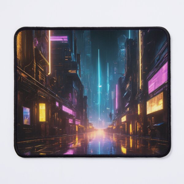 Item preview, Cyberpunk Cityscape - Neon Golden Metropolis designed and sold by CrippiCrippi.