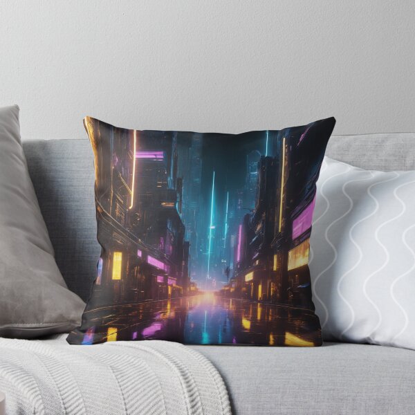 Item preview, Cyberpunk Cityscape - Neon Golden Metropolis designed and sold by CrippiCrippi.