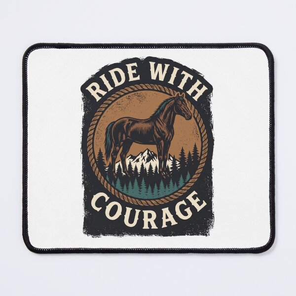 Item preview, Ride With Courage — Vintage Mountain Horse Badge Tee v1 designed and sold by CornishPixiPony.
