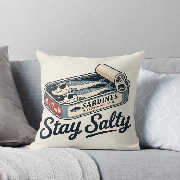 Item preview, Stay Salty Sardines Vintage Tin - Retro Canned Fish Food Pun  designed and sold by Skryp-art.