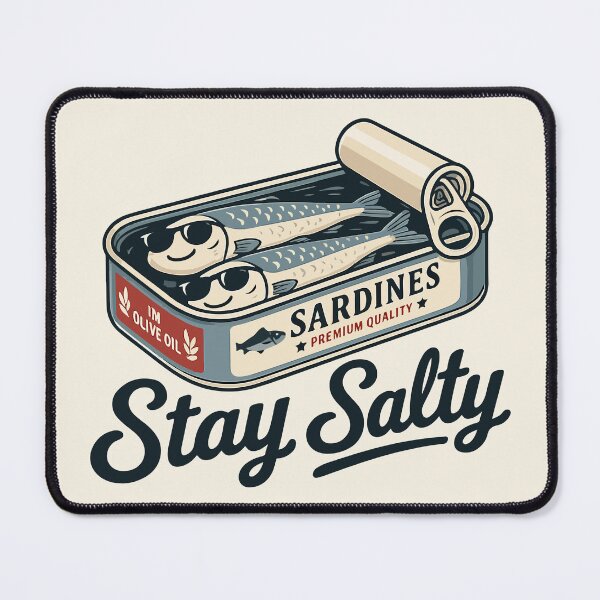 Item preview, Stay Salty Sardines Vintage Tin - Retro Canned Fish Food Pun designed and sold by Skryp-art.