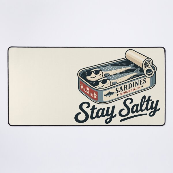 Item preview, Stay Salty Sardines Vintage Tin - Retro Canned Fish Food Pun designed and sold by Skryp-art.