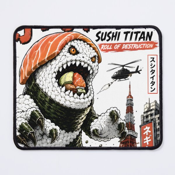 Item preview, Sushi Titan – Roll of Destruction | Japanese Food Kaiju Monster designed and sold by Snackwear Apparel.