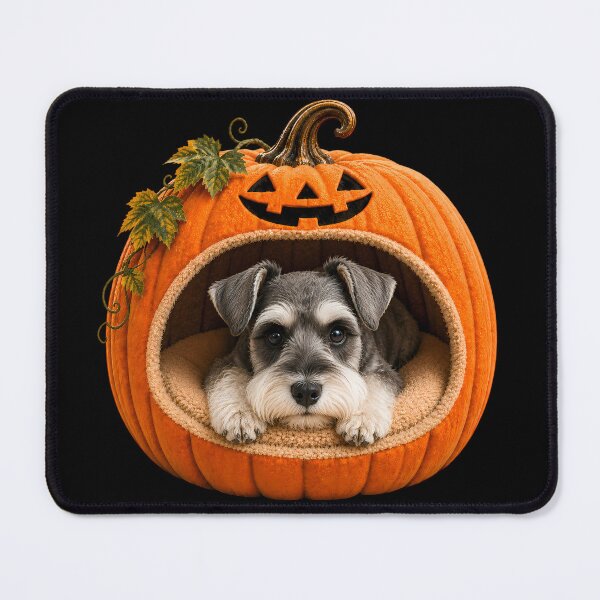 Item preview, Miniature Schnauzer Halloween Pumpkin Dog – Cute Schnauzer in Jack O Lantern Bed designed and sold by ManJiangHong.