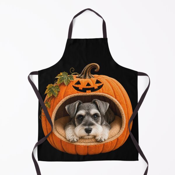 Item preview, Miniature Schnauzer Halloween Pumpkin Dog – Cute Schnauzer in Jack O Lantern Bed designed and sold by ManJiangHong.
