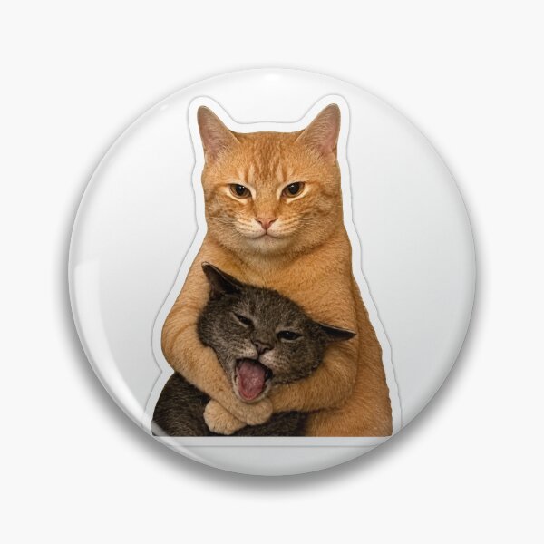 Item preview, Funny Orange Cat Hugging Screaming Gray Cat Sticker | Reluctant Cat Hug Meme Vinyl Decal for Laptop Water Bottle designed and sold by CosmoMerchStore.