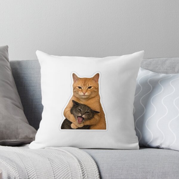 Item preview, Funny Orange Cat Hugging Screaming Gray Cat Sticker | Reluctant Cat Hug Meme Vinyl Decal for Laptop Water Bottle designed and sold by CosmoMerchStore.