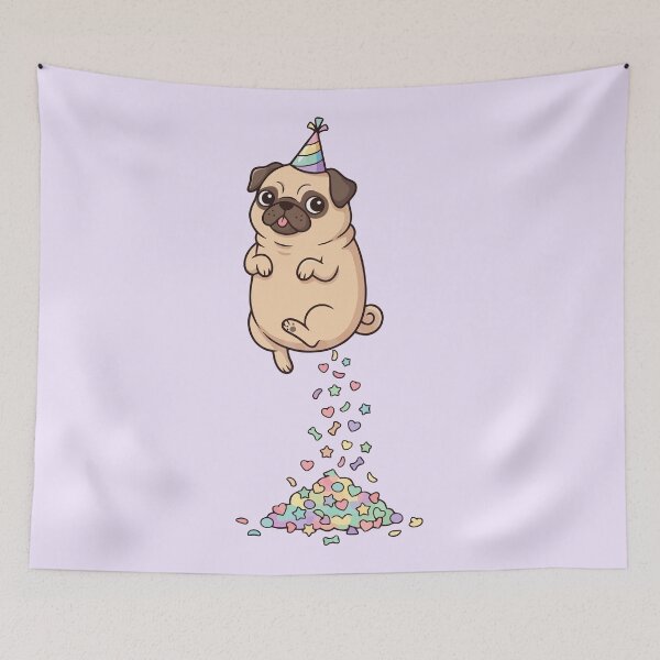 Item preview, Party Pug Farting Confetti Hearts Birthday Celebration designed and sold by Amir Faysal.