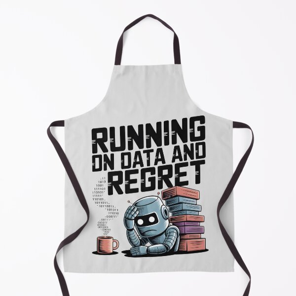 Item preview, Running on Data and Regret – Funny AI Robot Humor Design designed and sold by Jollys-ArtShop.