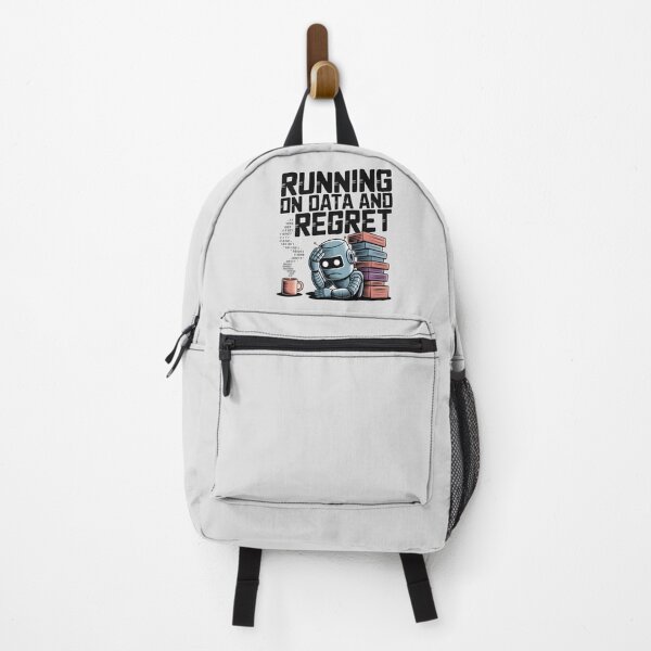 Item preview, Running on Data and Regret – Funny AI Robot Humor Design designed and sold by Jollys-ArtShop.