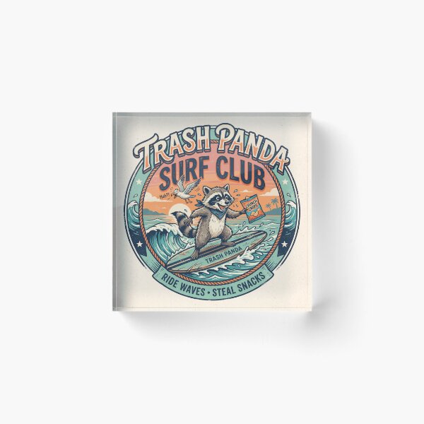 Item preview, Trash Panda Surf Club | Funny Raccoon Surfer Snack Thief Beach Art designed and sold by DmaarGroup.
