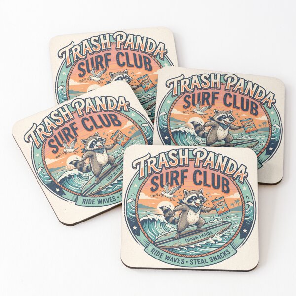 Item preview, Trash Panda Surf Club | Funny Raccoon Surfer Snack Thief Beach Art designed and sold by DmaarGroup.