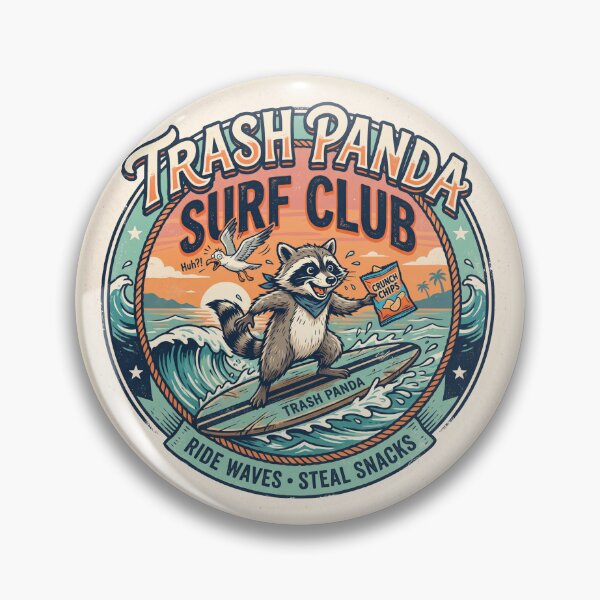 Item preview, Trash Panda Surf Club | Funny Raccoon Surfer Snack Thief Beach Art designed and sold by DmaarGroup.