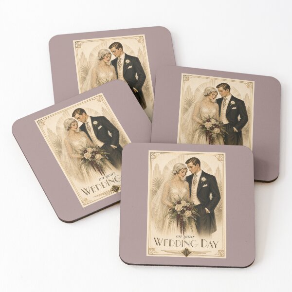 Item preview, On Your Wedding Day – 1930s Art Deco Wedding Card designed and sold by Novel Works Studio.