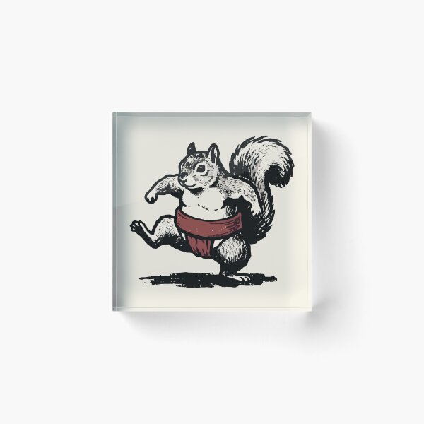Item preview, Sumo Squirrel Mawashi Stance Woodcut Vintage Martial Arts designed and sold by Amir Faysal.