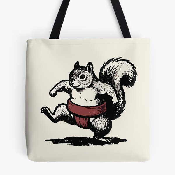 Item preview, Sumo Squirrel Mawashi Stance Woodcut Vintage Martial Arts designed and sold by Amir Faysal.