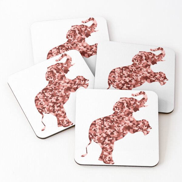 Item preview, Red Mosaic Baby Elephant on Hind Legs Silhouette Art designed and sold by DymondDesigns.