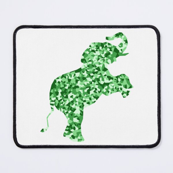 Item preview, Green Mosaic Baby Elephant on Hind Legs Silhouette Art designed and sold by DymondDesigns.