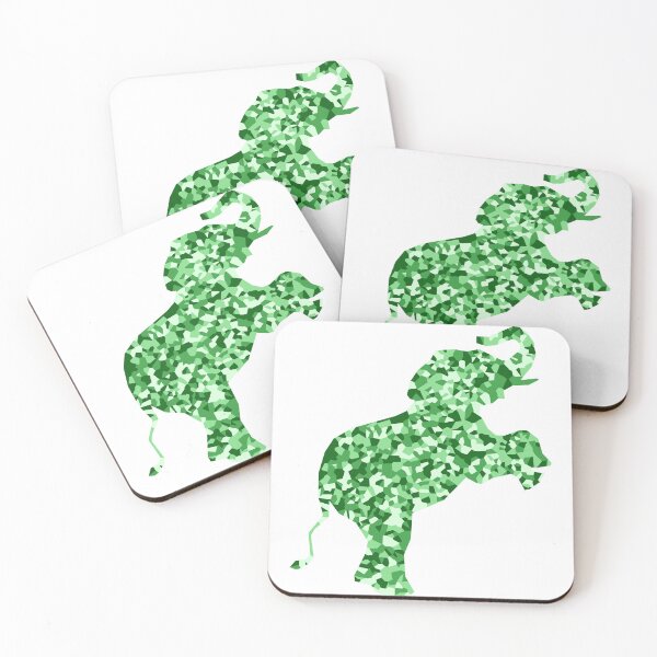 Item preview, Green Mosaic Baby Elephant on Hind Legs Silhouette Art designed and sold by DymondDesigns.