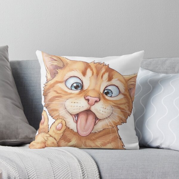 Item preview, Silly Orange Tabby Cat Peace Sign Watercolor Art designed and sold by ArtivoNest.