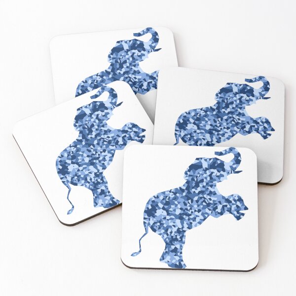 Item preview, Blue Mosaic Baby Elephant on Hind Legs Silhouette Art designed and sold by DymondDesigns.