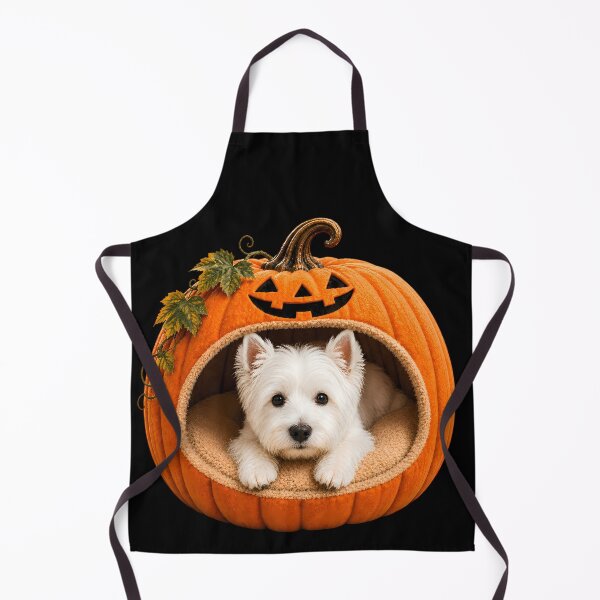 Item preview, West Highland White Terrier Halloween Pumpkin Dog – Cute Westie in Jack O Lantern Bed designed and sold by ManJiangHong.