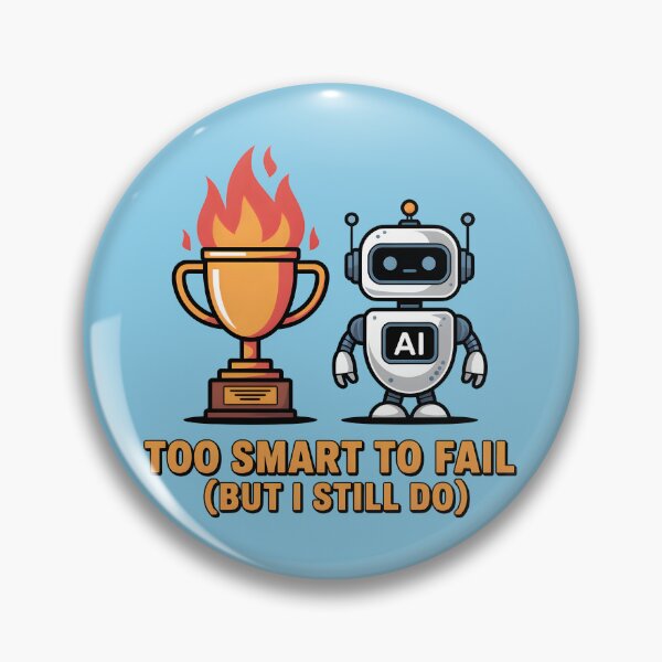 Item preview, Too Smart to Fail (But I Still Do) – Funny AI Robot Humor Design designed and sold by Jollys-ArtShop.