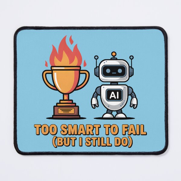 Item preview, Too Smart to Fail (But I Still Do) – Funny AI Robot Humor Design designed and sold by Jollys-ArtShop.