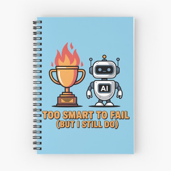 Item preview, Too Smart to Fail (But I Still Do) – Funny AI Robot Humor Design designed and sold by Jollys-ArtShop.