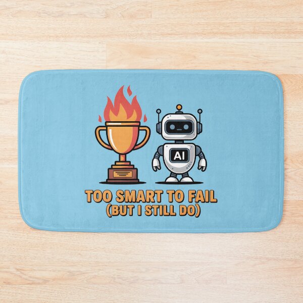Item preview, Too Smart to Fail (But I Still Do) – Funny AI Robot Humor Design designed and sold by Jollys-ArtShop.