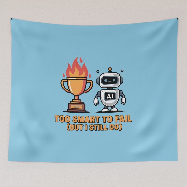 Item preview, Too Smart to Fail (But I Still Do) – Funny AI Robot Humor Design designed and sold by Jollys-ArtShop.