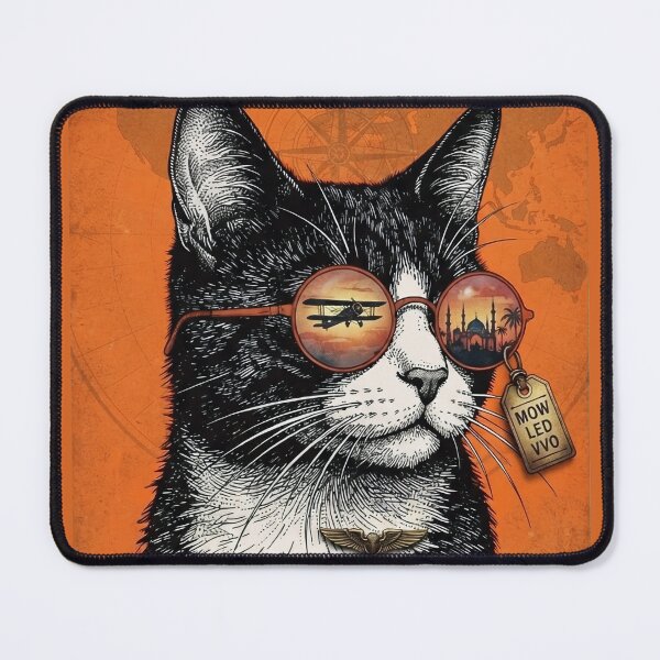 Item preview, Adventure Cat Travel – Vintage Aviator World Traveler designed and sold by BlackCat Vibe.