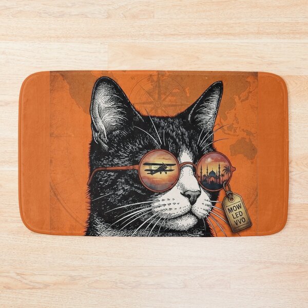 Item preview, Adventure Cat Travel – Vintage Aviator World Traveler designed and sold by BlackCat Vibe.