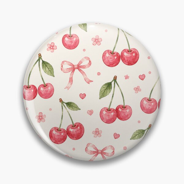 Item preview, Cherry Bow Garden | Cute Cherry & Pink Bow Watercolor Pattern designed and sold by Shruz.
