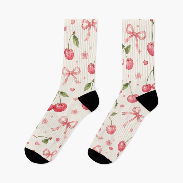 Item preview, Cherry Bow Garden | Cute Cherry & Pink Bow Watercolor Pattern designed and sold by Shruz.