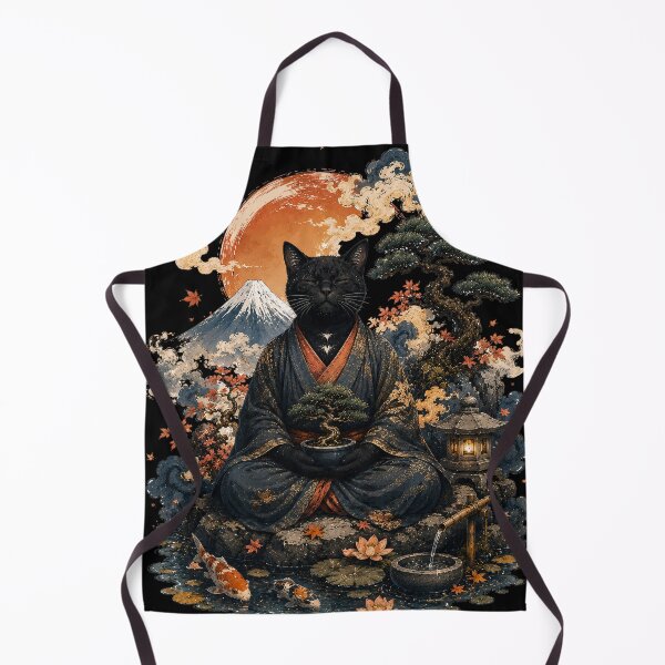 Item preview, Zen Black Cat Meditating with Bonsai Tree Japanese Art designed and sold by BlackCat Vibe.