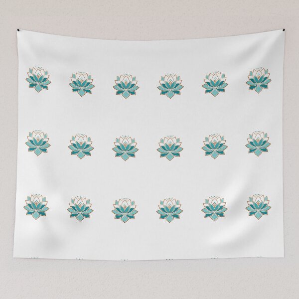 Item preview, Sacred Teal Lotus Flower Mandala Art designed and sold by Dzblack.