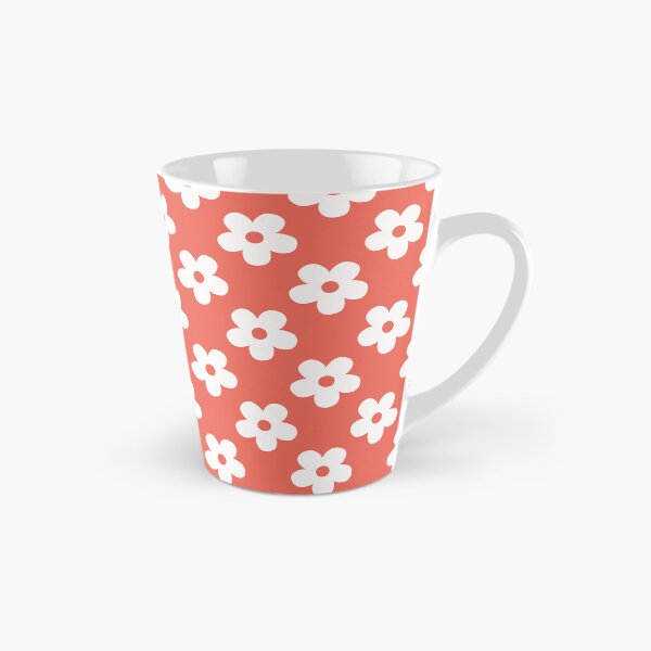 Item preview, Coral Red and White Retro Floral Pattern | Vintage Coral and White Flowers | Groovy Cottagecore Botanical Pattern | Preppy Vintage Daisies | Coral Orange and White Daisy Pattern designed and sold by VivaFy.