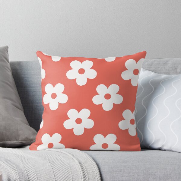 Item preview, Coral Red and White Retro Floral Pattern | Vintage Coral and White Flowers | Groovy Cottagecore Botanical Pattern | Preppy Vintage Daisies | Coral Orange and White Daisy Pattern designed and sold by VivaFy.