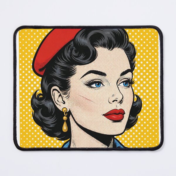 Item preview, Vintage Pinup Girl with Scar Red Beret Pop Art Portrait designed and sold by MAISON SYLVIE.