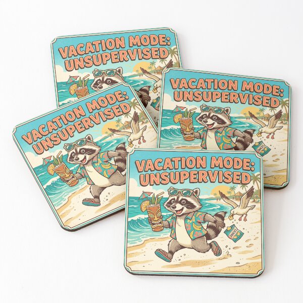 Item preview, Vacation Mode Unsupervised Raccoon | Funny Tropical Beach Summer Art designed and sold by DmaarGroup.
