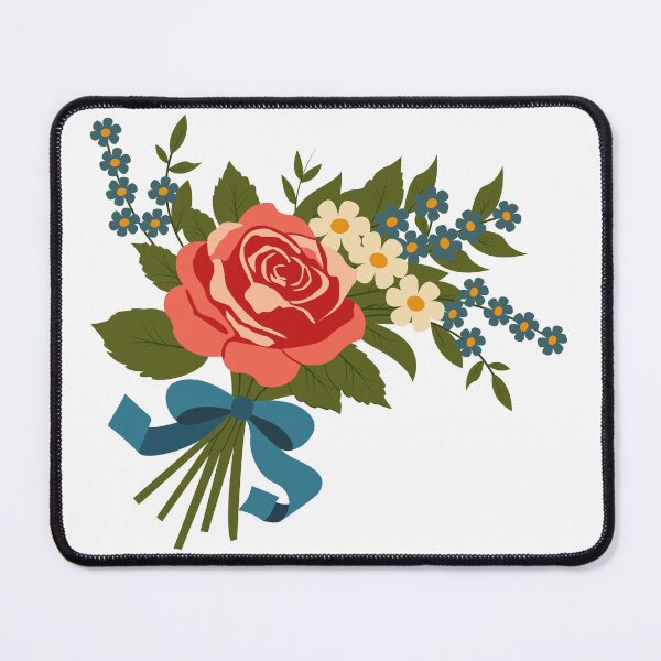Item preview, Vintage Rose Bouquet with Blue Ribbon and Wildflowers designed and sold by DesignbyAnnaM.