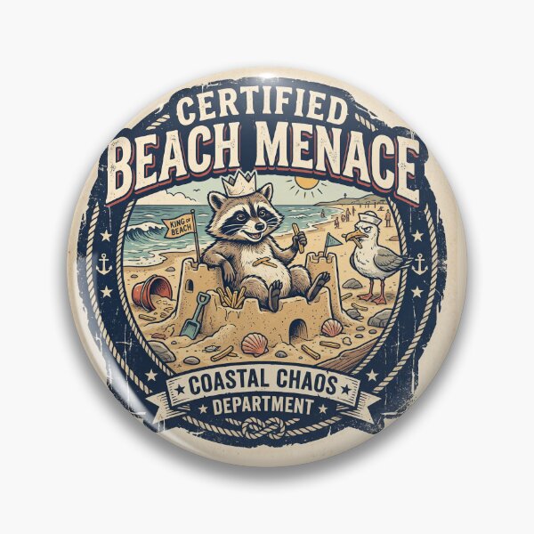 Item preview, Certified Beach Menace | Funny Raccoon Sandcastle Seagull Summer Art designed and sold by DmaarGroup.